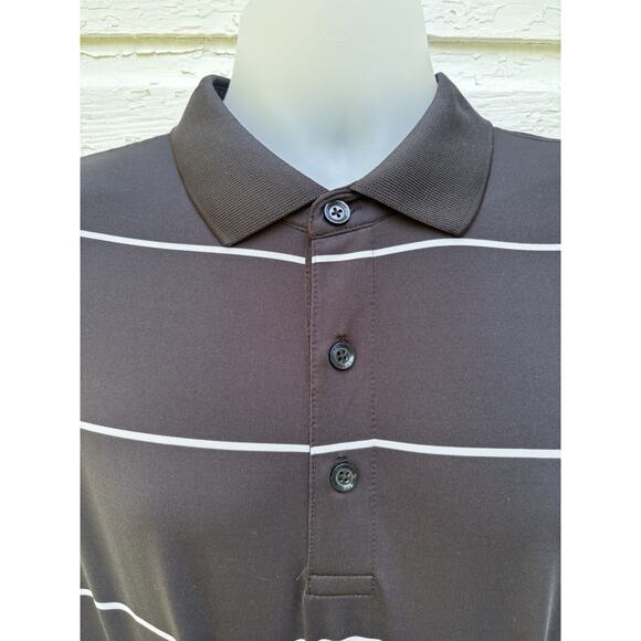 Callaway Golf Opti-Dri Polo Shirt Mens Large Black Stripe Athletic Performance - Picture 2 of 5